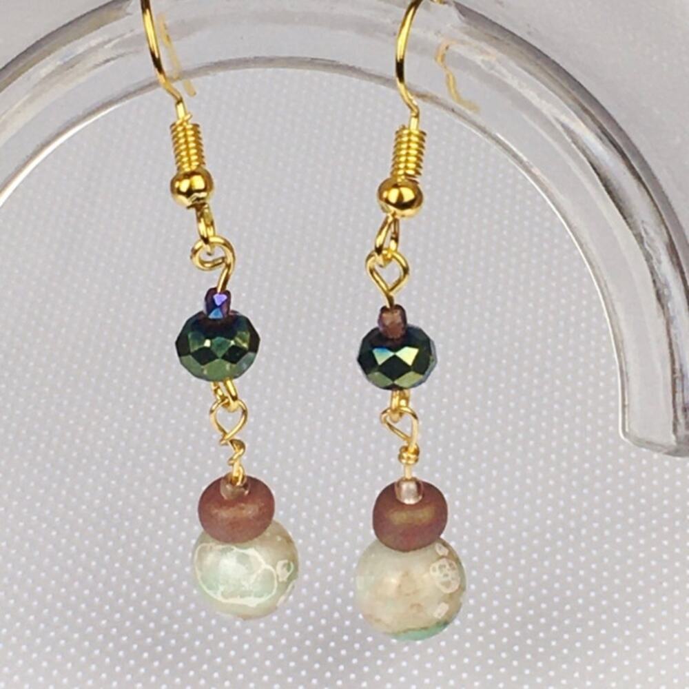 Artisan Made~Spruce & Taupe Earrings